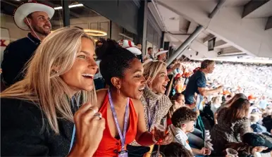 Supporters enjoying rugby hospitality